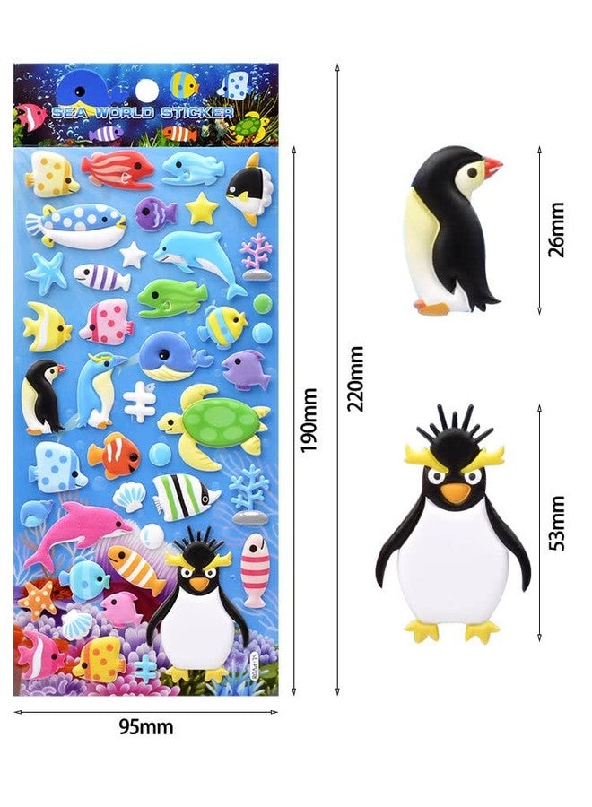 SAMVARDHAN Sea World Theme Puffy Sticker Set for Kids -Ocean Animal Stickers Sheets | 3D Raised Stickers for Scrapbooking, DIY Crafts, Reward Charts, Party Favors, and School Projects, Pack of 10 - Image 2